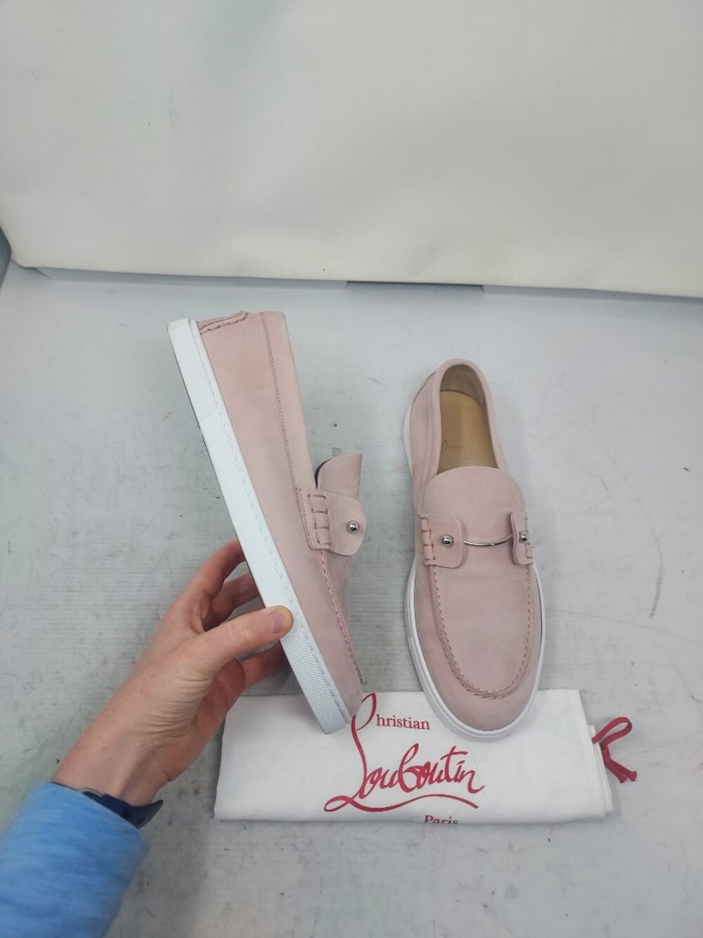 Christian Louboutin WOMENS Pink Chambeliboat Donna Nubuck Boat Shoe